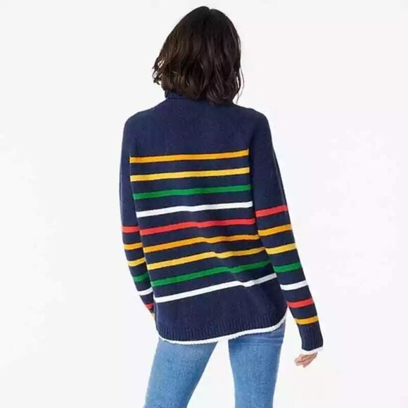 J. Crew XS Rainbow Multistripe Supersoft Yarn Turtleneck Sweater Pride Cozy - Picture 3 of 16